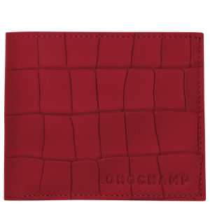 Longchamp Croco Block Leather Men's Wallets Red | 512-AIYNQO