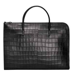 Longchamp Croco Block S Leather Women's Briefcase Black | 209-VZMFQY