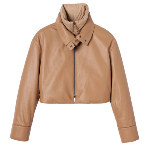 Longchamp Fall-Winter 2022 Collection Leather Women's Jackets Beige | 208-OTRJWV