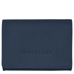 Longchamp Le Foulonné Leather Men's Coin Purses Blue | 034-DYVZQP