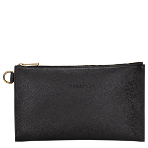 Longchamp Le Foulonné Leather Men's Pouches Black | 407-CHMZIR