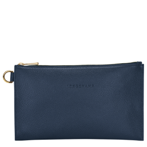 Longchamp Le Foulonné Leather Men's Pouches Blue | 453-HSXETJ