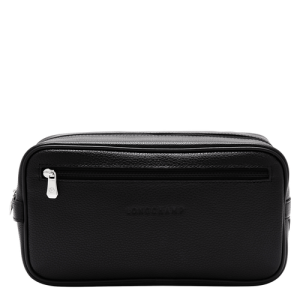 Longchamp Le Foulonné Leather Men's Toiletry Bags Black | 253-QGMJLZ