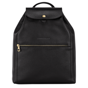 Longchamp Le Foulonné Leather Women's Backpacks Black | 280-PVKLDE