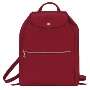 Longchamp Le Foulonné Leather Women's Backpacks Red | 673-PVMKHW