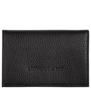 Longchamp Le Foulonné Leather Women's Cardholders Black | 985-CGQNML