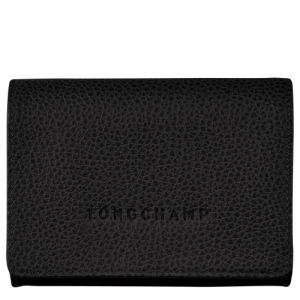 Longchamp Le Foulonné Leather Women's Coin Purses Black | 207-NSMCQZ