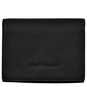 Longchamp Le Foulonné Leather Women's Compact Wallets Black | 501-UEQGVS