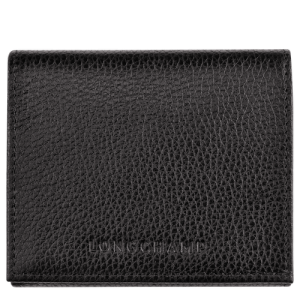 Longchamp Le Foulonné Leather Women's Coin Purses Black | 618-KSLVJF