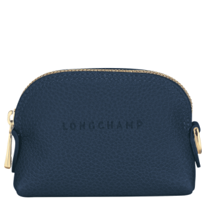 Longchamp Le Foulonné Leather Women's Coin Purses Blue | 804-CAPDRE