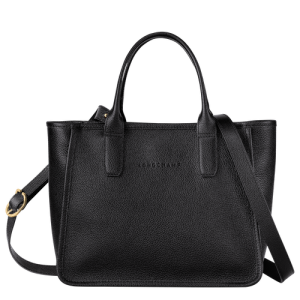 Longchamp Le Foulonné Leather Women's Top-handle Bags Black | 329-QONLMJ