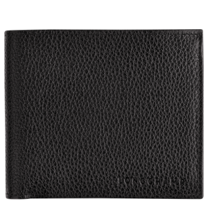 Longchamp Le Foulonné Leather Women's Wallets Black | 305-RIOWQG