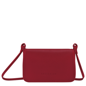 Longchamp Le Foulonné Leather Women's Wallets On Chain Red | 892-RZDLYT