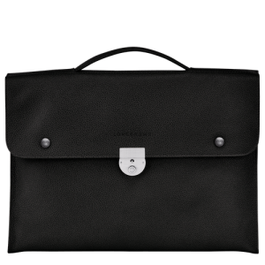 Longchamp Le Foulonné S Leather Men's Briefcase Black | 093-FORGIH