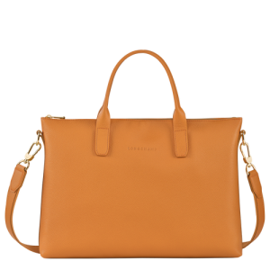 Longchamp Le Foulonné S Leather Men's Briefcase Orange | 561-FOYEVP