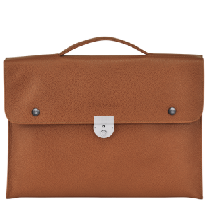 Longchamp Le Foulonné S Leather Men's Briefcase Brown | 695-MIRATE