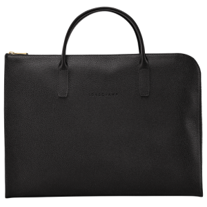 Longchamp Le Foulonné S Leather Men's Briefcase Black | 912-RUVBDH