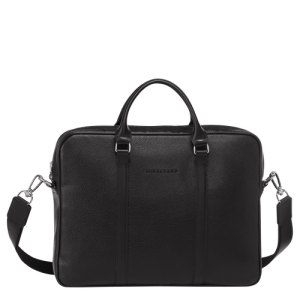 Longchamp Le Foulonné XS Leather Men's Briefcase Black | 837-MAXKOZ