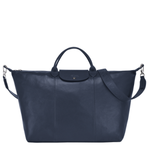 Longchamp Le Pliage Cuir L Leather Women's Travel Bags Blue | 175-NGPVKA