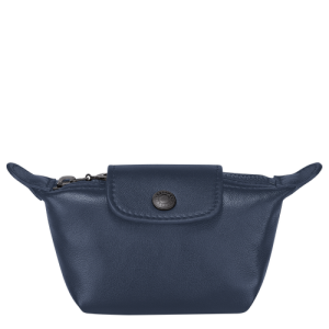 Longchamp Le Pliage Cuir Leather Men's Coin Purses Blue | 607-ZOFJLM