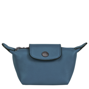 Longchamp Le Pliage Cuir Leather Men's Coin Purses Blue | 871-DTYAEH