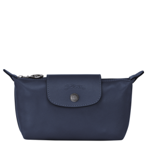 Longchamp Le Pliage Cuir Leather Women's Pouches Blue | 174-EAQPUF