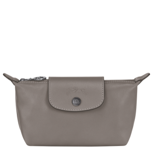 Longchamp Le Pliage Cuir Leather Women's Pouches Grey | 620-KGTYZF