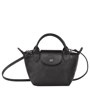 Longchamp Le Pliage Cuir Leather Women's Crossbody Bags Black | 671-FTYDCS