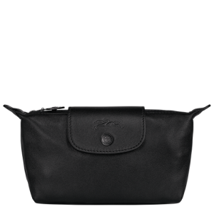 Longchamp Le Pliage Cuir Leather Women's Pouches Black | 709-SHIEFR