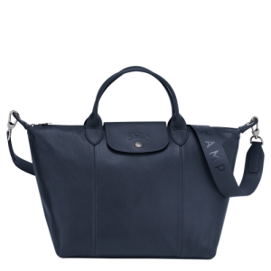 Longchamp Le Pliage Cuir M Leather Men's Handbag Blue | 350-PKVTOW