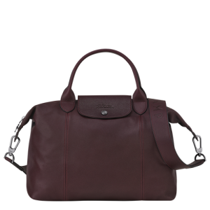 Longchamp Le Pliage Cuir M Leather Women's Top-handle Bags Red | 908-POMXYH