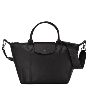 Longchamp Le Pliage Cuir S Leather Women's Top-handle Bags Black | 769-CXJGVU