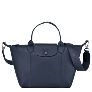 Longchamp Le Pliage Cuir S Leather Women's Top-handle Bags Blue | 850-RXJSMD