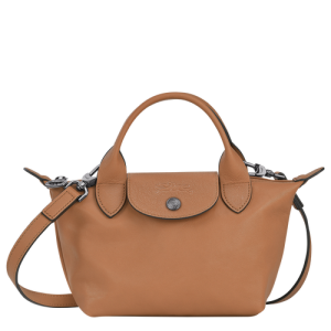 Longchamp Le Pliage Cuir XS Leather Women's Top-handle Bags Beige | 146-IORCJQ