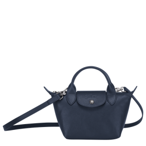 Longchamp Le Pliage Cuir XS Leather Women's Mini Bag Blue | 731-HBPIDY