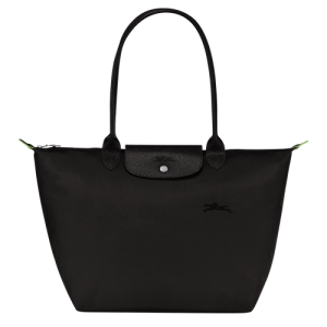 Longchamp Le Pliage Green L Canvas, Recycled canvas Women's Shoulder Bags Black | 704-TZNURM