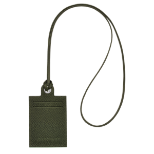 Longchamp Le Pliage Green Leather with necklace Men's Cardholders Green | 412-KNQLAZ