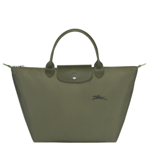 Longchamp Le Pliage Green M Canvas, Recycled canvas Women's Top-handle Bags Green | 702-MBNQZI