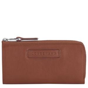 Longchamp Long 3D Leather Women's Wallets Brown | 587-QYWEGU