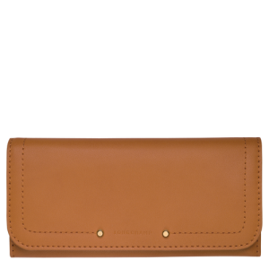 Longchamp Long continental Cavalcade Leather Women's Wallets Beige | 936-NZCUAT