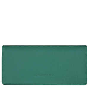 Longchamp Long continental Le Foulonné Leather Women's Wallets Green | 189-QCPYJV