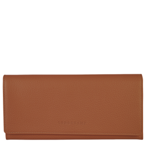 Longchamp Long continental Le Foulonné Leather Women's Wallets Brown | 816-TOGIPL