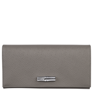 Longchamp Long continental Roseau Leather Women's Wallets Grey | 021-GUZSFD