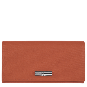 Longchamp Long continental Roseau Leather Women's Wallets Orange | 602-ADIJUL