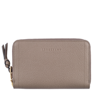 Longchamp Mailbox Leather Women's Compact Wallets Beige | 712-TOUCHP