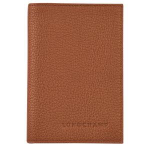 Longchamp Passport cover Le Foulonné Leather Men's Pouches Brown | 347-HCYLDO