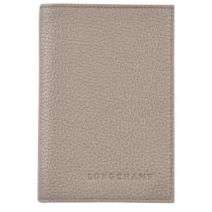 Longchamp Passport cover Le Foulonné Leather Women's Pouches Grey | 854-OWAXQP