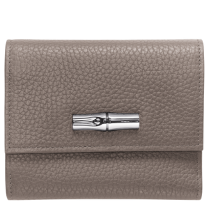 Longchamp Roseau Essential Leather Women's Compact Wallets Grey | 125-WRUXIG