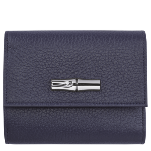 Longchamp Roseau Essential Leather Women's Compact Wallets Blue | 385-AGFDCR