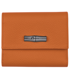 Longchamp Roseau Essential Leather Women's Compact Wallets Orange | 617-GIOEPD